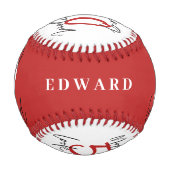 50歳赤と白の誕生日シックモダン 野球ボール (正面)