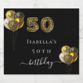 50歳金ゴールドヒョウ動物 スパークリングワインラベル (シングルラベル)