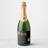 50歳金ゴールドヒョウ動物 スパークリングワインラベル (正面)