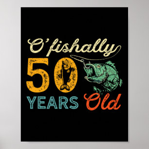 50歳魚釣りギフト50誕生日50クール ポスター