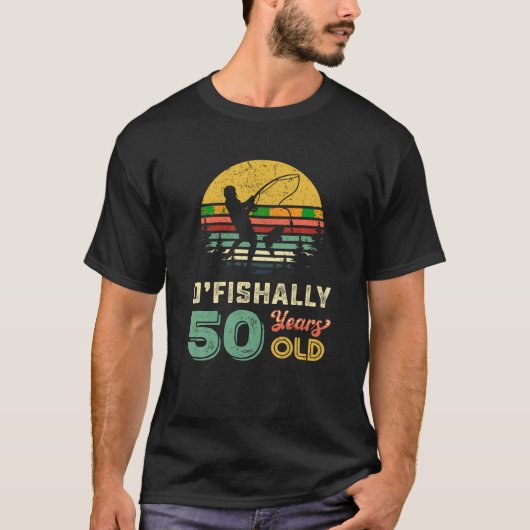 50歳魚釣りギフト50誕生日50クール Tシャツ (正面)
