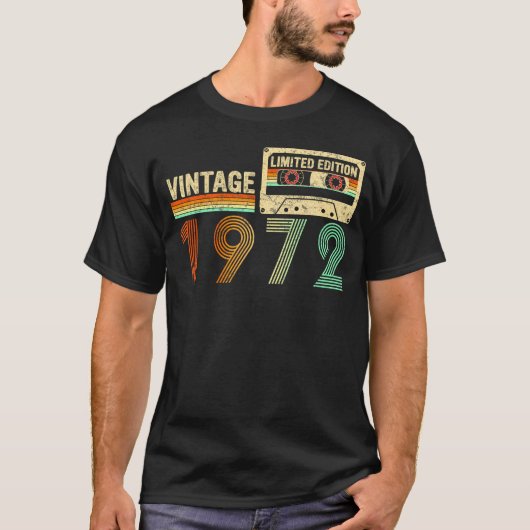 50歳1972年50番目の誕生日カセットテープ Tシャツ (正面)