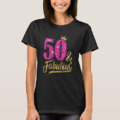 50歳50歳と素晴らしい50誕生日ピンククロウ Tシャツ (正面)