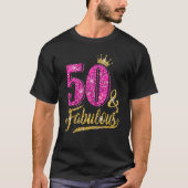 50歳50歳と素晴らしい50誕生日ピンククロ Tシャツ (正面)