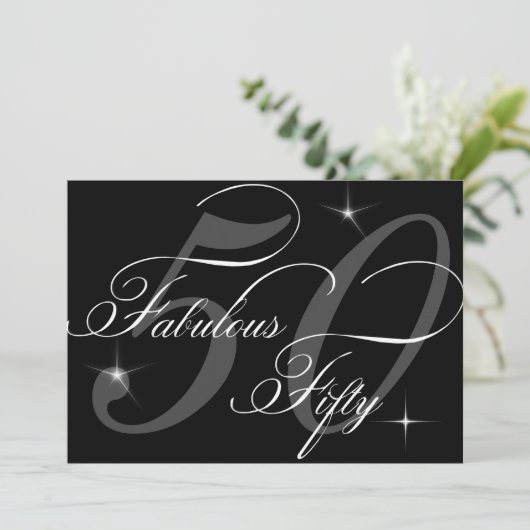 50歳50歳白黒50歳の誕生日パーティー 招待状 (スタンド正面)