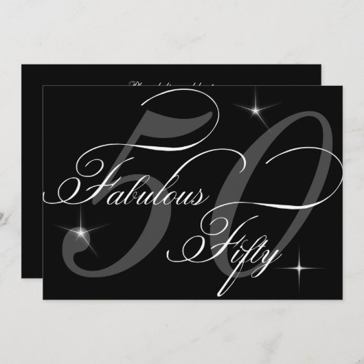 50歳50歳白黒50歳の誕生日パーティー 招待状 (正面/裏面)