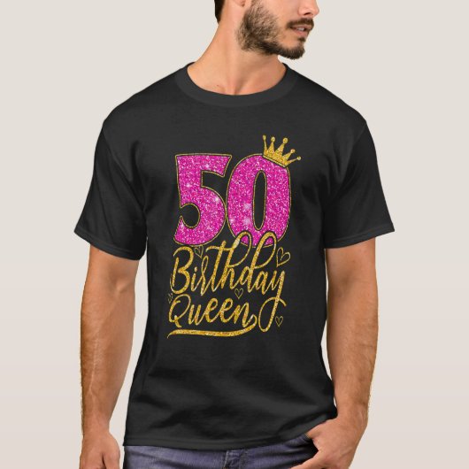 50歳50誕生日クイーンダイヤモンドクラウンピン Tシャツ (正面)
