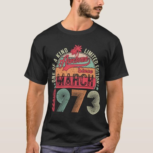 50歳50誕生日ヴィンテージレトロ3月19日 Tシャツ (正面)
