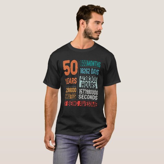 50歳600カ月素晴らし50誕生日 Tシャツ (正面フル)