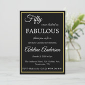 50歳 おしゃれな女性の ゴールド バースデー 招待状 (スタンド正面)