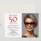 50歳 おめでとう カスタマイズ可能 招待状 (正面/裏面)