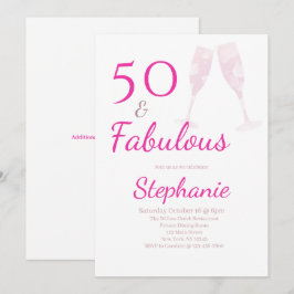 50歳 おめでとう!ピンクの50歳の誕生日パーティー 招待状