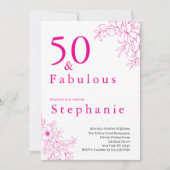 50歳 おめでとう!ピンクの50歳の誕生日パーティー 招待状 (正面)