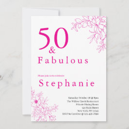 50歳 おめでとう！ピンクの50歳の誕生日パーティー 招待状