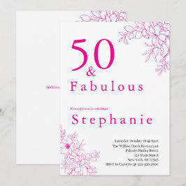 50歳 おめでとう!ピンクの50歳の誕生日パーティー 招待状