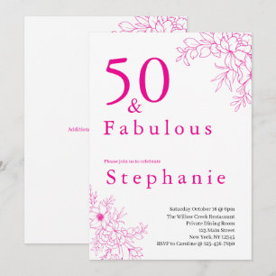 50歳 おめでとう!ピンクの50歳の誕生日パーティー 招待状