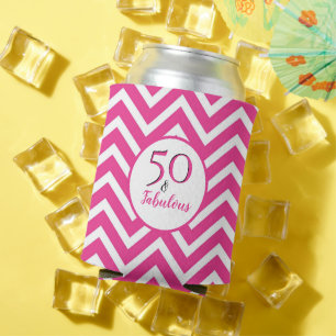 50歳 おめでとう ファビュラス チェブロン ピンク 缶クーラー