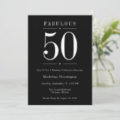 50歳 おめでとう ブラック ホワイト 50歳の誕生日パーティー 招待状 (スタンド正面)