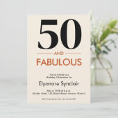 50歳 そして ファビュラス ミニマル エレガント 50歳の誕生日 招待状 (スタンド正面)