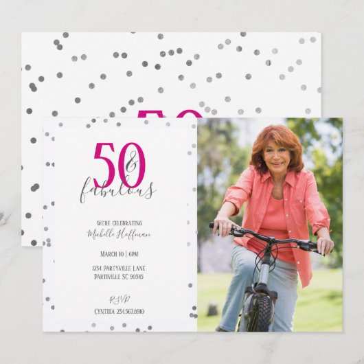 50歳 そして ファビュラス 50歳の誕生日パーティー招待状 招待状 (正面/裏面)