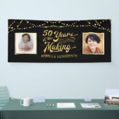 50歳 |その後と今の写真 |ブラック&金ゴールド 横断幕 (トレードショー)