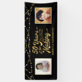 50歳 |その後と今の写真 |ブラック&金ゴールド 横断幕 (縦)