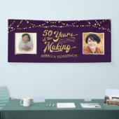 50歳 |その後と今の写真 |紫と金ゴールド 横断幕 (トレードショー)