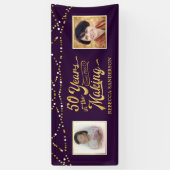 50歳 |その後と今の写真 |紫と金ゴールド 横断幕 (縦)