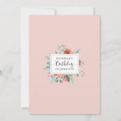 50歳(またはその他)の誕生日、ローズゴールド、ピーチ フラワル 招待状 (裏面)