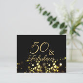 50歳 ゴージャス ブラック&ゴールド 誕生日 ポストカード (スタンド正面)