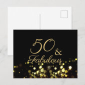 50歳 ゴージャス ブラック&ゴールド 誕生日 ポストカード (正面/裏面)