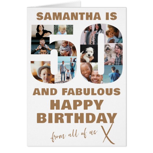 50歳 & ファビュラス お誕生日写真コラージュ (正面)