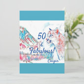 50歳 & ファビュラス クーガー ワイルドキャット 50歳の誕生日パーティー 招待状 (スタンド正面)