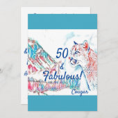 50歳 & ファビュラス クーガー ワイルドキャット 50歳の誕生日パーティー 招待状 (正面/裏面)