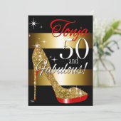 50歳 & ファビュラス グリッター スティレット 誕生日 招待状 (スタンド正面)