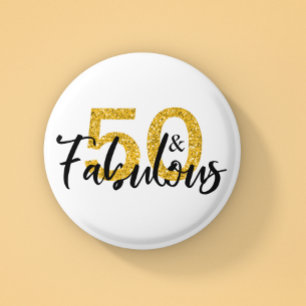 50歳 ファビュラス グリッター 50歳の誕生日 缶バッジ