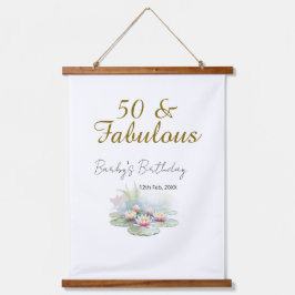 50歳 & ファビュラス ゴールデン ウォーター ロータス リリー ウォーターカラー 吊り下げ型タペストリー