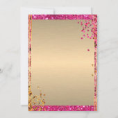 50歳 & ファビュラス ハイ ヒール ゴールド ピンク グリッター ラグジュアリー 招待状 (裏面)