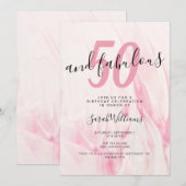 50歳 ファビュラス ピンク 50歳の誕生日パーティー 招待状 (正面/裏面)