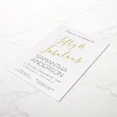 50歳 & ファビュラス ブラックエレガント 50歳の誕生日パーティー 箔招待状 (回転した状態)