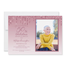 50歳 ファビュラス ローズゴールド ピンク グリッター フォト