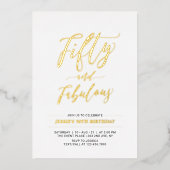 50歳 & ファビュラス | 現代的なゴールドの50歳の誕生日パーティー 箔招待状 (正面)