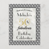 50歳 & ファビュラス 誕生日パーティー 感謝の気持ち ポストカード (正面)