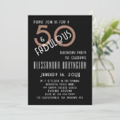 50歳 ファビュラス 誕生日パーティー 黒 白 茶色 招待状 (スタンド正面)