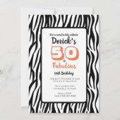 50歳 & ファビュラス 誕生日 ブラックベンガル トラ ストライプ 招待状 (正面)