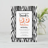 50歳 & ファビュラス 誕生日 ブラックベンガル トラ ストライプ 招待状 (スタンド正面)