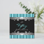 50歳 & ファビュラス 50歳の誕生日パーティー シルバー ティール 招待状 (スタンド正面)