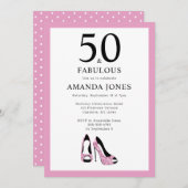 50歳 & ファビュラス 50歳の誕生日パーティー 招待状 (正面/裏面)