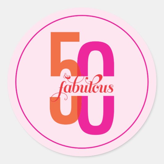 50歳 & ファビュラス 50歳の誕生日 カラフル ラウンドシール (正面)