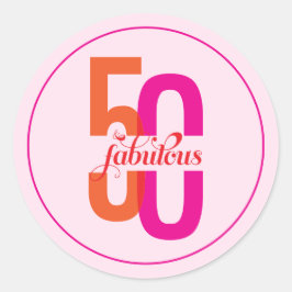 50歳 & ファビュラス 50歳の誕生日 カラフル ラウンドシール